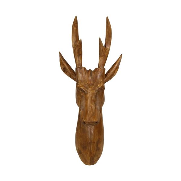 DECORO PARETE TESTA RENNA TEAK CM.30x30x68