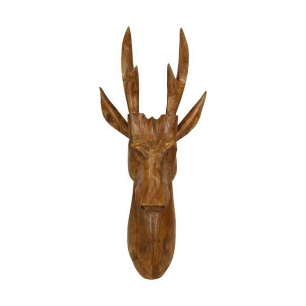 DECORO PARETE TESTA RENNA TEAK CM.30x30x68