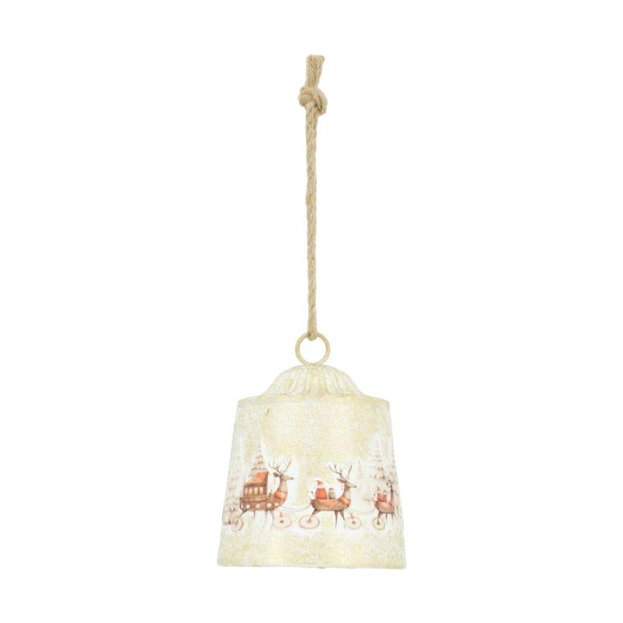 DECORO CAMPANA METALLO C/RENNE CM.14x14x17.5