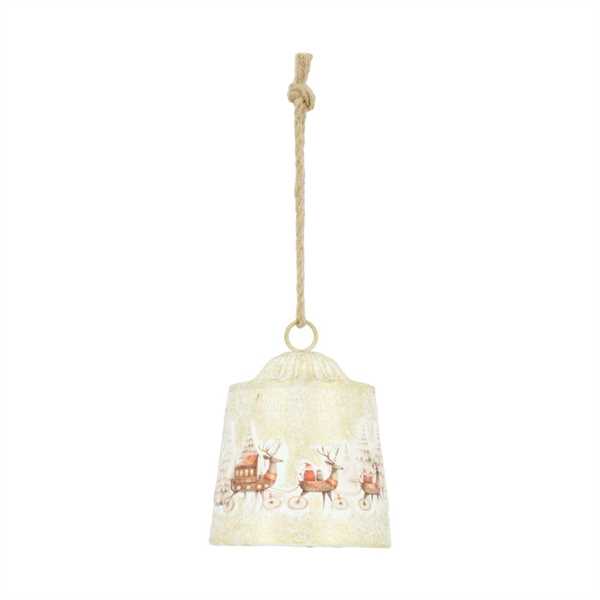 DECORO CAMPANA METALLO C/RENNE CM.14x14x17.5