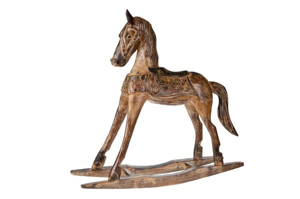 DECORO CAVALLO DONDOLO LEGNO CM.84x24x75.5