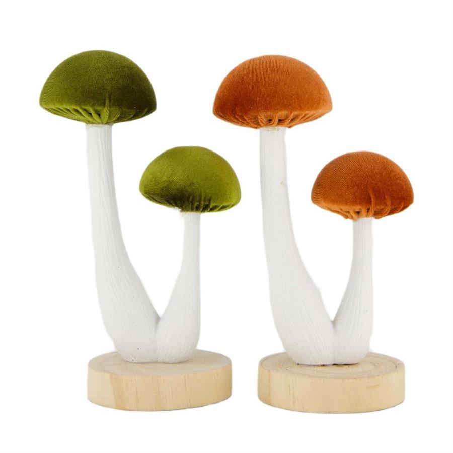 DECORO FUNGHI POLIRESINA/LEGNO CM.9x9x21.5,