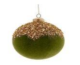 PALLINA VETRO FLOCCATA VERDE/ORO GLITTER D.CM.10