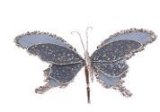 FARFALLA PVC/TESSUTO GLITTER AZZURRO  CON CLIP MET. CM.19