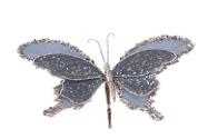 FARFALLA PVC/TESSUTO GLITTER AZZURRO  CON CLIP MET. CM.19