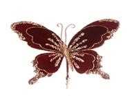 FARFALLA PVC/TESSUTO GLITTER BORDEAU  CON CLIP MET. CM.20