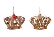 DECORO CORONA FERRO ORO/ PERLINE /STRASS ASS.2 MOD. 11,40CM