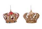 DECORO CORONA FERRO ORO/ PERLINE /STRASS ASS.2 MOD. 11,40CM