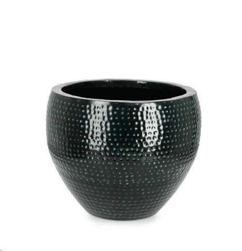 P.VASO NIRAD BASSO NERO M Ø53x44h METALLO LAVORATO