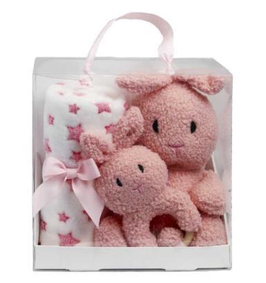 CONF.REGALO PELUCHE CONIGLIO + COPERTA PILE CM.90X75