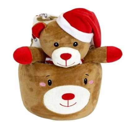 CONF.REGALO PELUCHE ORSO NATALE + COPERTA PILE CM.90X75