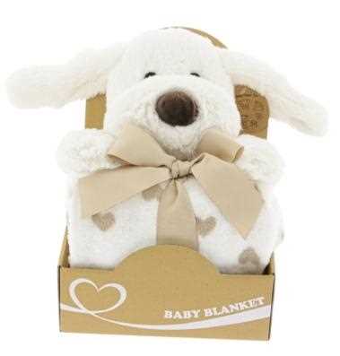 CONF.REGALO PELUCHE DOVE BIANCO+ COPERTA PILE CM.90X75