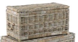 BAULE RETTANGOLARE GIUNCO GRIGIO GRANDE CM.90X48X48H