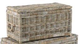 BAULE RETTANGOLARE GIUNCO GRIGIO PICCOLO CM.70X36X37H