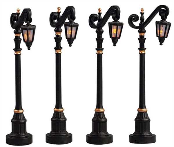 COLONIAL STREET LAMP,  SET OF 4, B/O (4.5V)