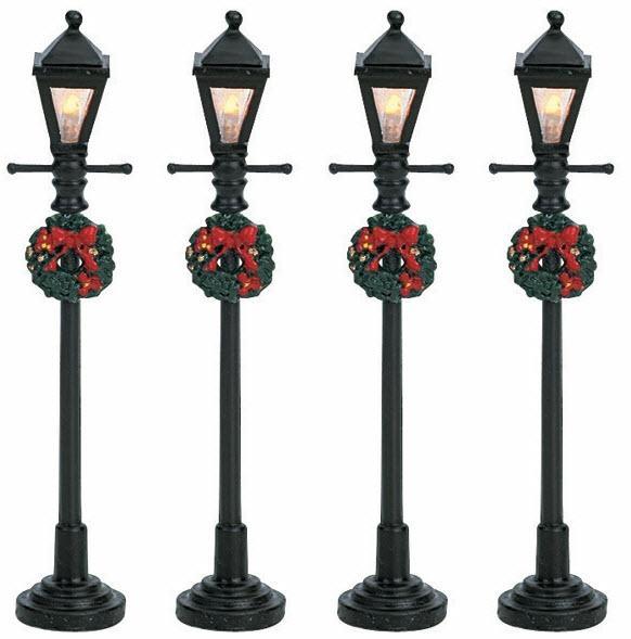 GAS LANTERN STREET LAMP,  SET OF 4, B/O (4.5V)