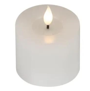 CANDELA LED L.CALDA CERA BIANCA D.7,5xH.9,5CM A BATT.