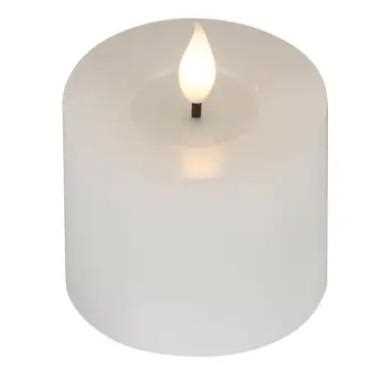 CANDELA LED L.CALDA CERA BIANCA D.7,5xH.9,5CM A BATT.