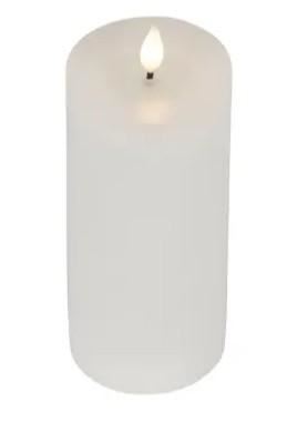 CANDELA LED L.CALDA CERA BIANCA  D.7.5XH.20CM A BATT.