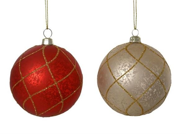 PALLINA DI NATALE IN POLISTIRENE ANTICO GLITTER 2ASS. D.8CM
