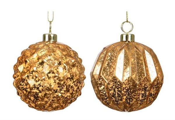 PALLINA DI NATALE IN POLISTIRENE ANTICO BRANDY 2ASS. D.8CM