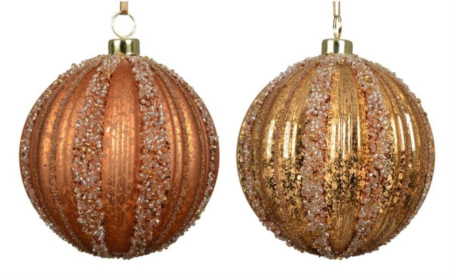 PALLINA DI NATALE IN POLISTIRENE ANTICO BRANDY 2ASS. D.10CM