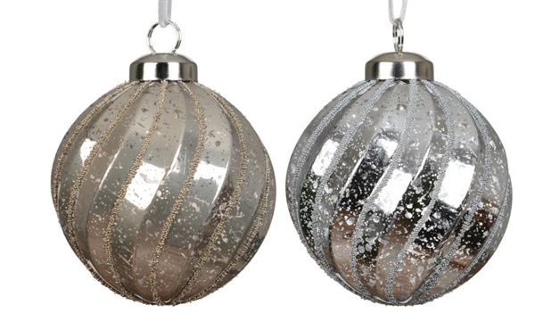 PALLINA DI NATALE IN POLISTIRENE ARGENTO ASS. D.8CM