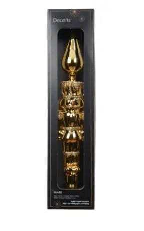 PUNTALE VETRO SCHIACCIANOCI ORO 5.8X3.9XH.30.5CM