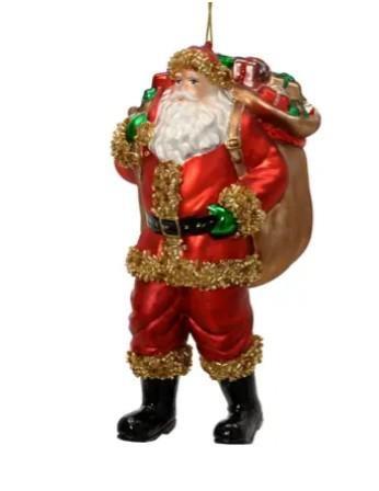 DECORO PER ALBERO VETRO SANTA CLAUS 9X10XH18CM