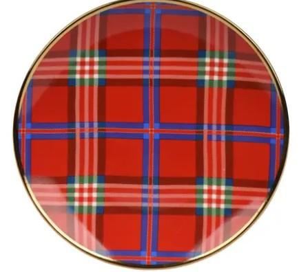 PIATTO PIANO IN PORCELLANA SCOZZESE/BORDO ORO D27XH2,7CM