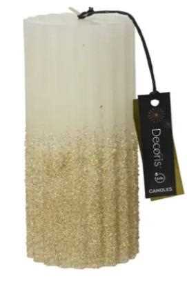 CANDELA IN PARAFFINA CON GLITTER/BIANCA D7xH15 CM