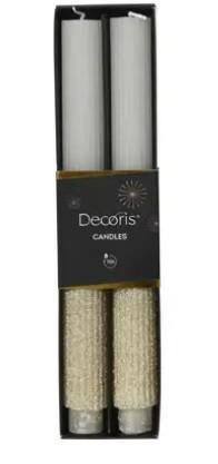 CANDELE IN PARAFFINA C/GLITTER WOOL WHITE D.2.8XH.26.5CM