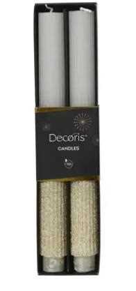 CANDELE IN PARAFFINA C/GLITTER WOOL WHITE D.2.8XH.26.5CM