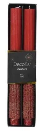 CANDELE IN PARAFFINA C/GLITTER CHRISTMAS RED D.2.8XH.26.5CM