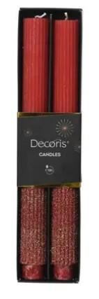 CANDELE IN PARAFFINA C/GLITTER CHRISTMAS RED D.2.8XH.26.5CM