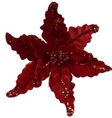 FIORE POINSETTE VELLUTO/POLIESTERE ROSSO 44XH.17CM