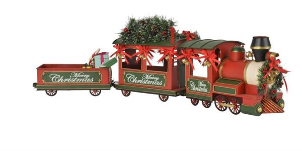 TRENO IN FERRO C/REGALI E DECO. NATALE 92X16.3XH.30CM