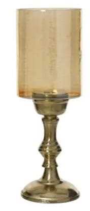 CANDELABRO ALLUMINIO/VETRO AMBRA/ORO D.11XH.33CM