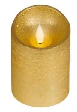CANDELA LED L.CALDA CERA ORO D.7.5XH.10.5CM A BATT.