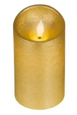 CANDELA LED L.CALDA CERA ORO D.7.5XH.13.5CM A BATT.