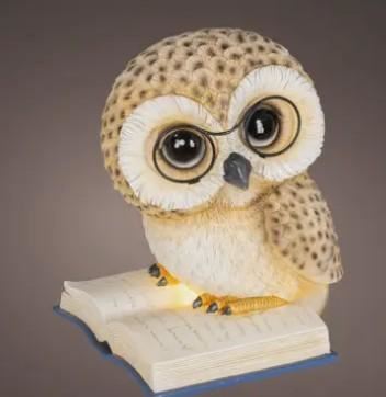 GUFO CON LIBRO LED POLIRESINA 18X21.5XH.24.5CM A BATT.