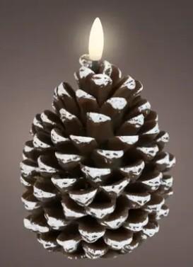 CANDELA LED CERA A FORMA DI PIGNA MARRONE D.9XH.13CM