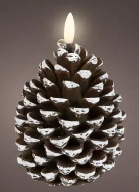 CANDELA LED CERA A FORMA DI PIGNA MARRONE D.9XH.13CM