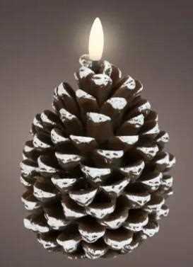 CANDELA LED CERA A FORMA DI PIGNA MARRONE D.9XH.13CM