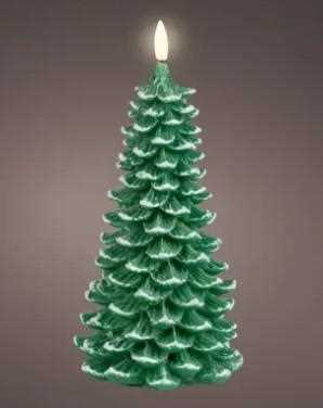CANDELA LED CERA A FORMA DI ALBERO VERDE D.10.5XH.22.5CM