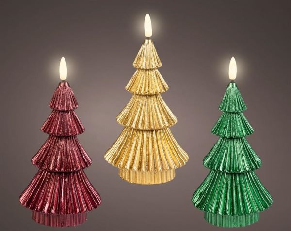 CANDELA LED CERA A FORMA DI ALBERO 3ASS D.9.5XH.18CM
