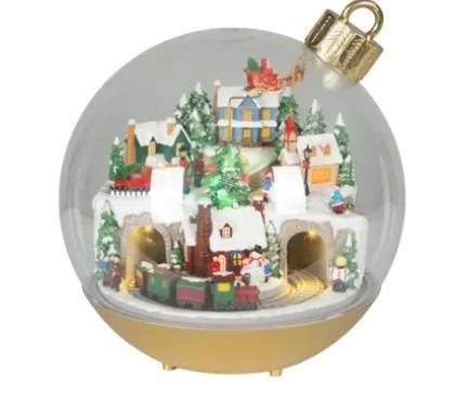 SFERA POLIRESINA NATALIZIA CON TRENINO Ø24XH.25CM A BATTERIA