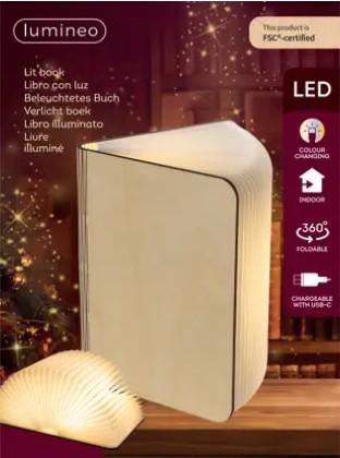 LAMPADA LIBRO 16 LED CARTA FSC/POLYWOOD 22X33XH.17CM RIC.USB