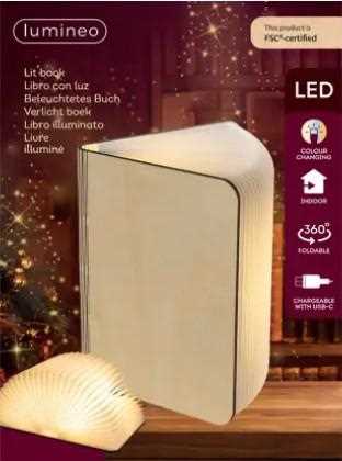 LAMPADA LIBRO 16 LED CARTA FSC/POLYWOOD 22X33XH.17CM RIC.USB