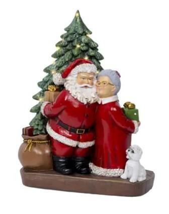 FAMIGLIA NATALE POLIRESINA C/LED 11x19,5xH.24,5CM A BATTERIE